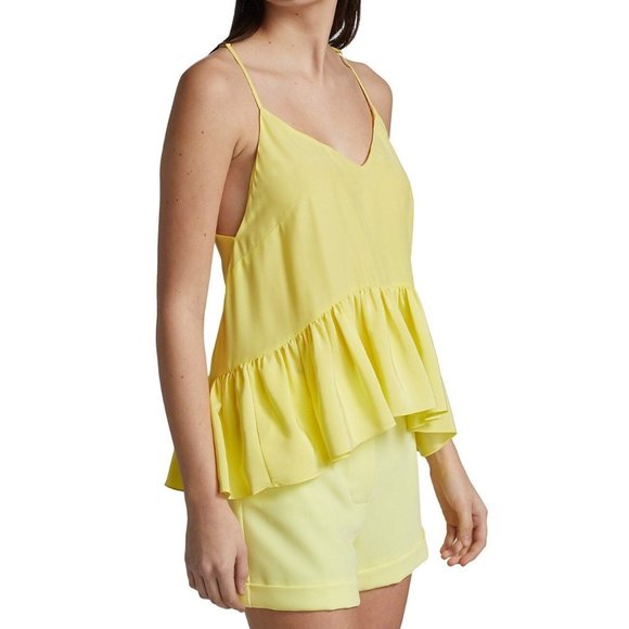 Cinq a Sept NWT Yellow Janet Top Racerback Ruffle Large - Picture 2 of 8
